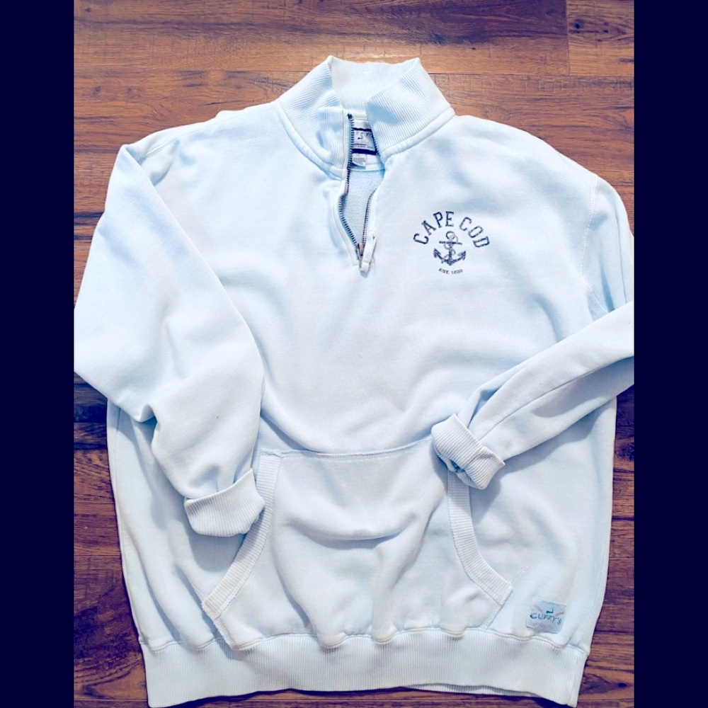 Cuffys Ocean Wash Sweatshirt -XL light blue ,thick and cozy with 1/2 zip